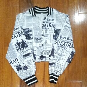 Black and White Newspaper Print Jacket